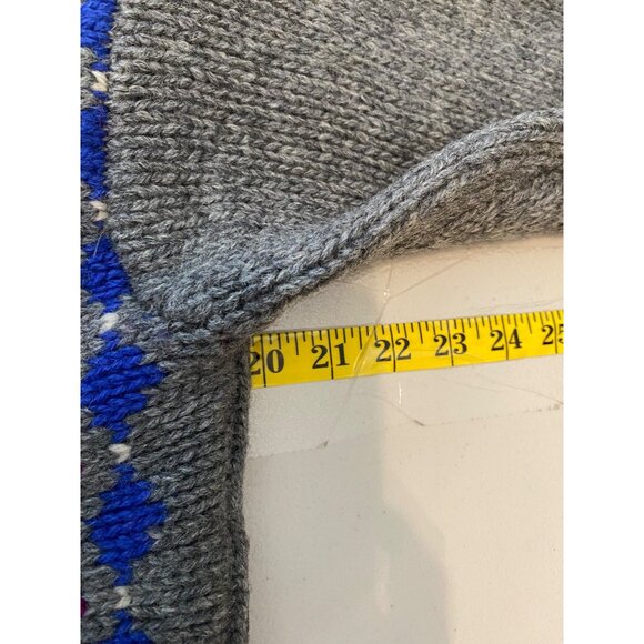Vintage Express Tricot Wool Fair Isle Cardigan Sweater Zips Gray Red Blue Small - Picture 6 of 8